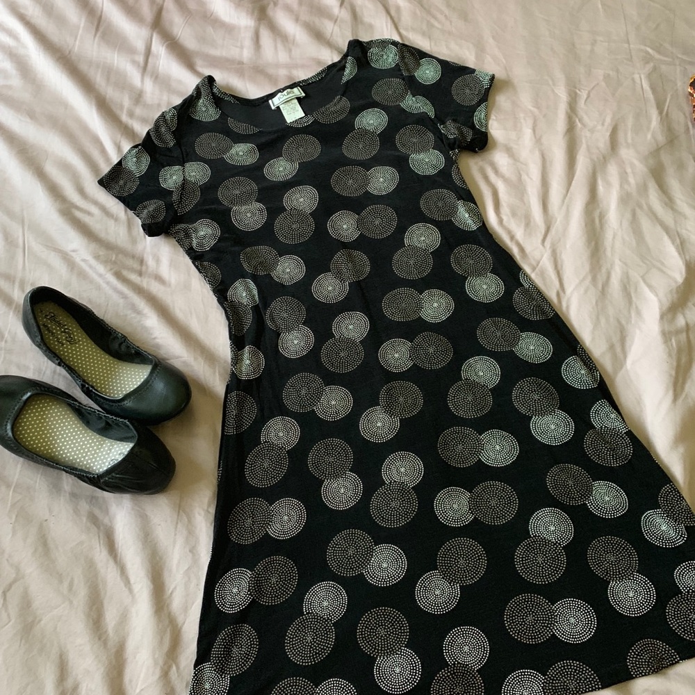 90’s Slinky Black Joule Circle Print Dress